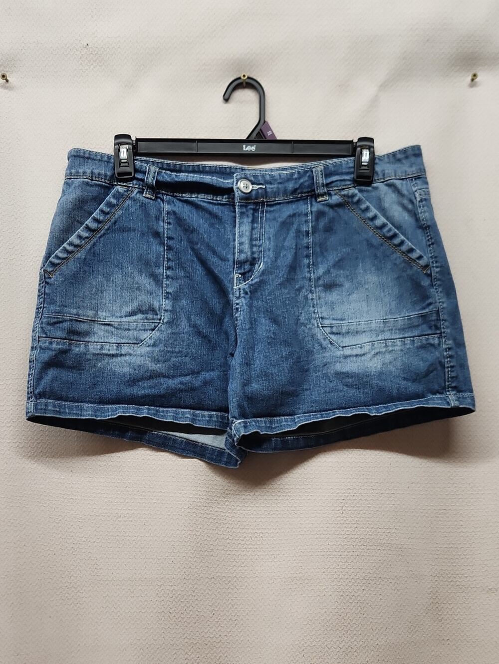 Supplies Women's Washed Blue Denim Shorts with Front Pockets
